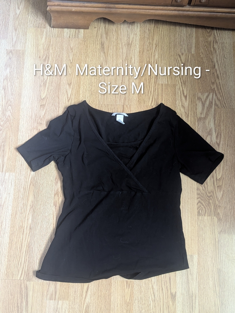 H&M Black Maternity & Nursing Wrap-Style Short Sleeve Top